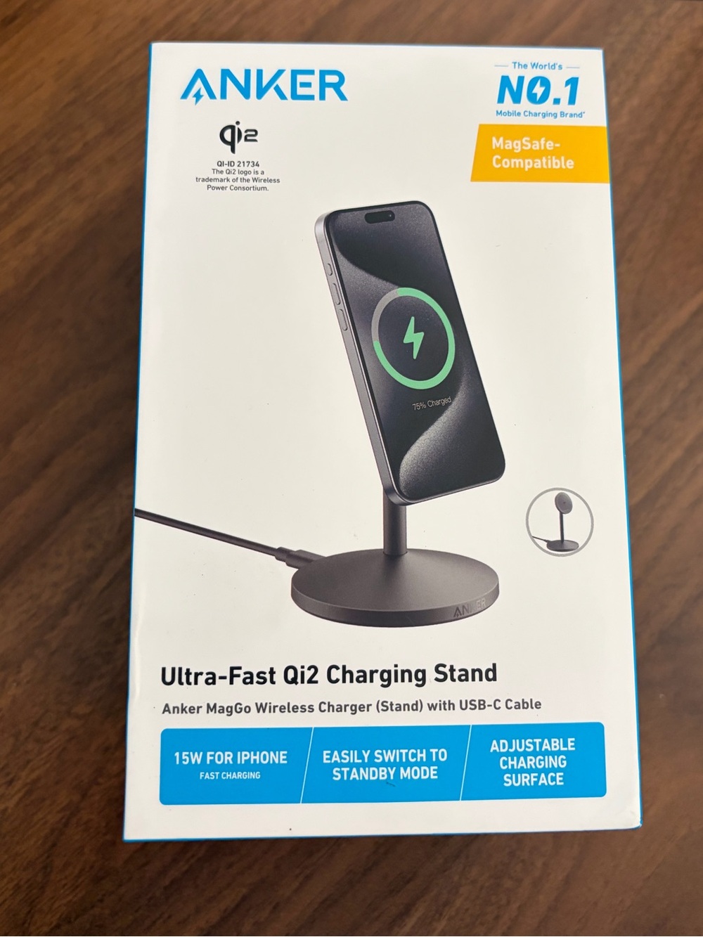 NIB - Anker Ultra-Fast Qi2 Charging Stand - Black